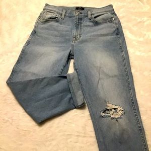 7 For All Mankind Distressed High Rise Cropped Jeans. Size 30